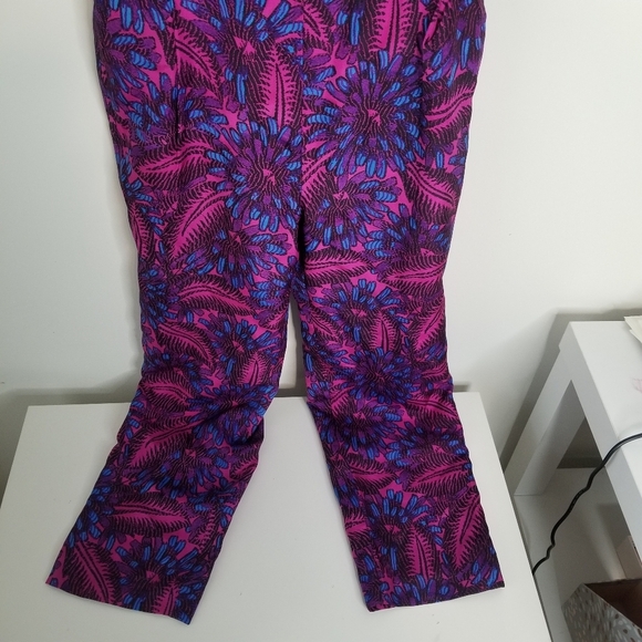 NWT J. Crew Silk Floral Midnight Fuchsia Strappy Jumpsuit Size 4 Pockets - Picture 10 of 16